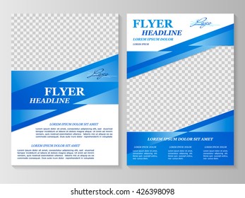 Vector flyer template design. For business brochure, leaflet or magazine cover.  Blue color
