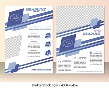 Vector flyer template design. For business brochure, leaflet or magazine cover.  Blue color