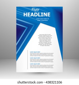 Vector flyer template design. For business brochure, leaflet or magazine cover. Blue color