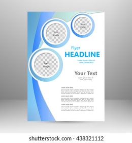 Vector flyer template design. For business brochure, leaflet or magazine cover. Blue color