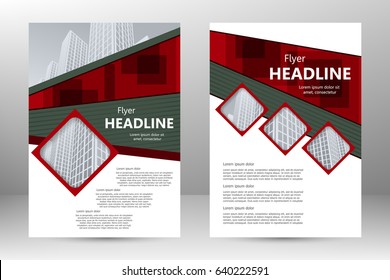 Vector flyer template design. For business brochure, leaflet or magazine cover. Red color.