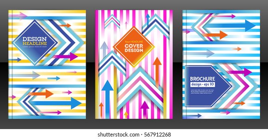 Vector flyer template design with colorful arrows. Leaflet cover presentation abstract flat background. Brochure cover design with arrows. Esp 10