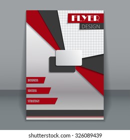 Vector flyer template for design. Editable A4 poster for business,  magazine cover. Red and black color.