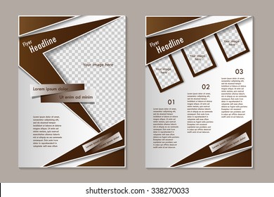 Vector flyer template design with front page and back page. Business brochure or cover