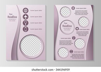 Vector flyer template design with front page and back page. Business brochure or cover