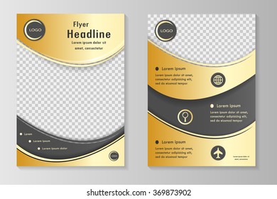 Vector flyer template design with front page and back page. Business brochure or cover