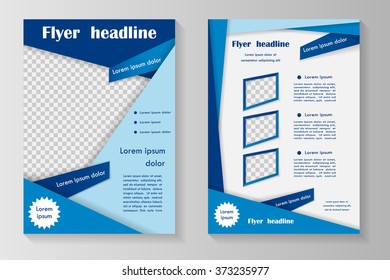 Vector flyer template design with front page and back page. Business brochure or cover