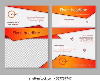 Vector flyer template design with front page and back page. Business brochure or cover