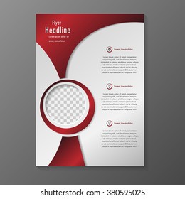 Vector flyer template design in red color. For business brochure, leaflet or cover