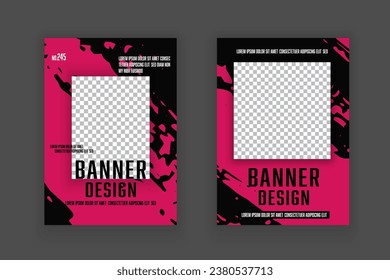Vector flyer template for digital business marketing. Grunge brush banner template.
