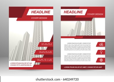 Vector flyer template layout design. For business brochure, poster, annual report, leaflet, magazine or book cover, red color
