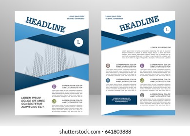 Vector flyer template layout design. For business brochure, poster, annual report, leaflet, magazine or book cover, blue color