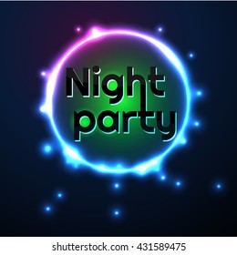 Vector flyer template for night party. Premium abstract background with bokeh defocused lights