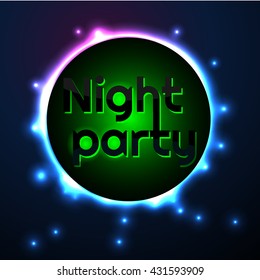 Vector flyer template for night party. Premium abstract background with bokeh defocused lights