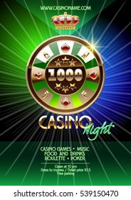 Vector flyer template for party in casino 