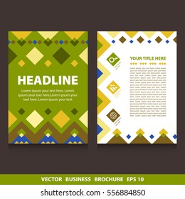 Vector flyers brochure with rhombs and icons. Stock vector template, easy to use. Size A4. Eps 10