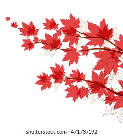 Vector flying autumn leaves background with space for text