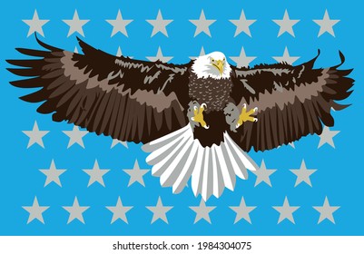 Vector flying bald eagle for independence day