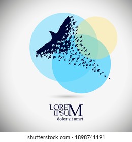 Vector flying bird flat icon. Sign for logo design template. Original decorative illustration for print, web