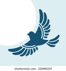 Vector flying bird flat icon. Sign for logo design template. Original decorative illustration for print, web 