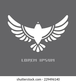 Vector flying bird icon. Flat sign for logo design template. Original decorative illustration for print, web