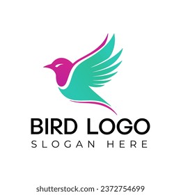  Vector Flying Bird logo Illustration with gradient colorful  Style
