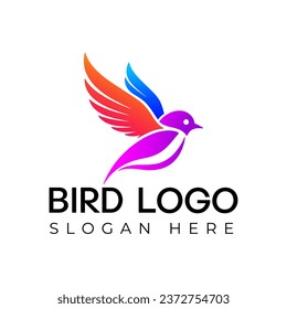  Logo de Vector Flying Bird Ilustración con estilo de color gradiente