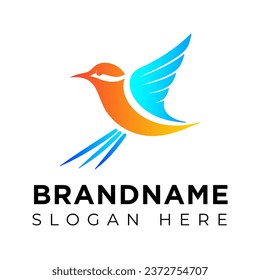  Vector Flying Bird logo Illustration with gradient colorful  Style