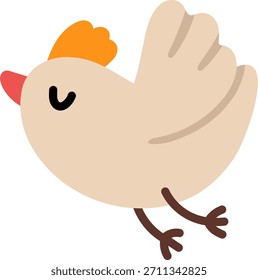 Vector flying bird with orange tuft icon. Spring migratory passage animal. Cute Easter village character illustration for kids isolated on white background
