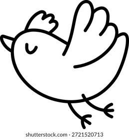 Vector flying bird with tuft line icon. Spring migratory passage animal coloring page. Cute Easter village character black and white illustration for kids isolated on white background
