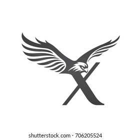 Vector Flying Black Eagle Letter X Stock Vector (Royalty Free) 706205524