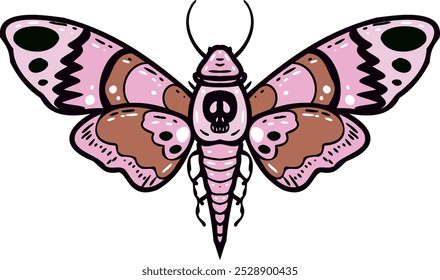 Vector flying butterfly. Hawk moth Dead head . Symbol of mysticism, occultism, magic. Colored moth on a white background.