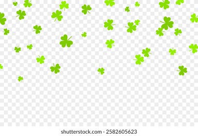 Vector flying clover png. Clover symbol of luck. Falling clover png. Saint Patrick's Day background.