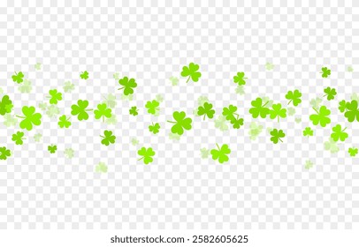 Vector flying clover png. Clover symbol of luck. Falling clover png. Saint Patrick's Day background.