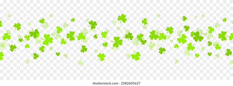 Vector flying clover png. Clover symbol of luck. Falling clover png. Saint Patrick's Day background.