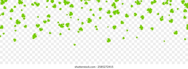 Vector flying clover png. Clover symbol of luck. Falling clover png. Saint Patrick's Day background.