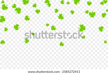 Vector flying clover png. Clover symbol of luck. Falling clover png. Saint Patrick's Day background.