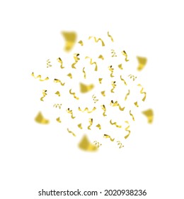Vektorfliegender Konfetti-Kreis einzeln auf weißem Hintergrund, goldene Papierstücke, Vektorfestivals-Illustration.
