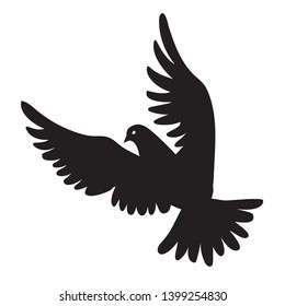 Vector flying dove silhouettes on white background. Peace concept. 
