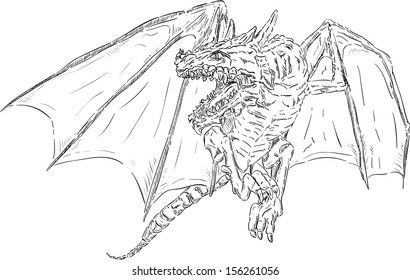 vector - dragón volador, aislado en segundo plano