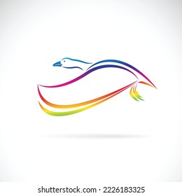 Vector of flying duck design on white background. Wild Animals. Easy editable layered vector illustration.