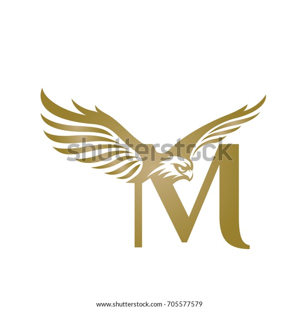Vector Flying Golden Eagle Letter M Stock Image Download Now
