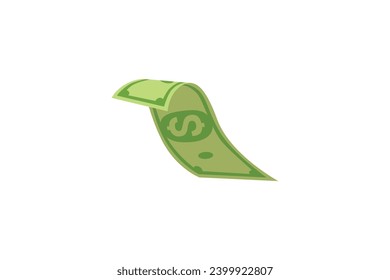 Vektorgrafik, die grünes Geld fliegt, in Dollar, bearbeitbarer Hintergrund
