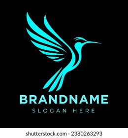 Diseño del logotipo del Colibrí Volador Vector con estilo de color gradiente