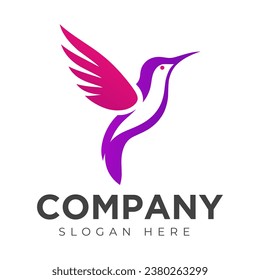 Vector Flying Hummingbird-Logo-Design mit Farbverlauf-Stil