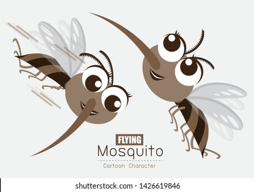 Vektorillustration Flying Moskito Cartoon Character design; Cute-Style-Konzept.