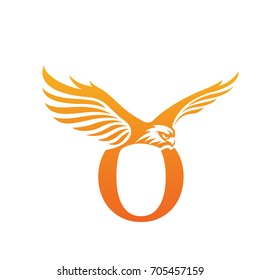 Vector Flying Orange Eagle Letter O Logo