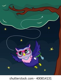 vector flying owl illustration