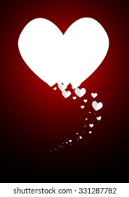 Vector : Flying paper hearts on red background