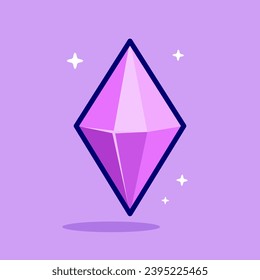 vector flying purple diamond gemstone illustration icon